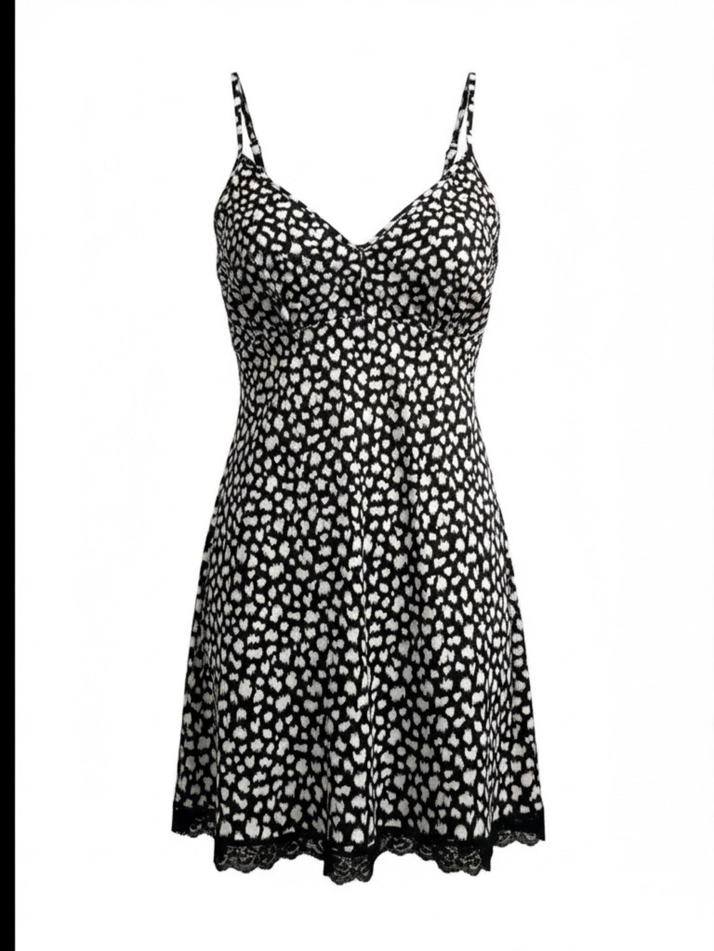 Delta Burke Chemise Build in Bra Black & White